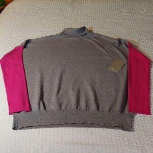 NWT CYRUS TWO-TONE GRAY & PINK KNIT TURTLENECK SWEATER SIZE LARGE